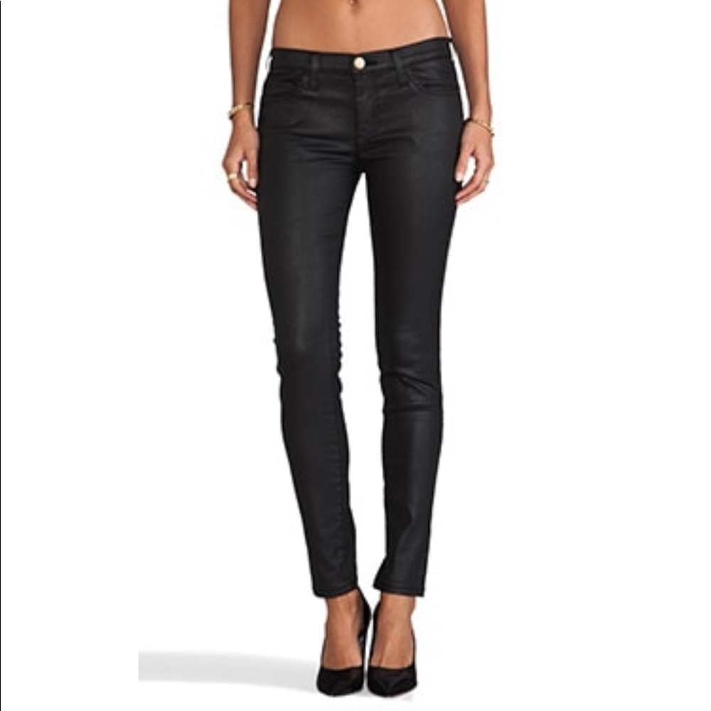 Current/Elliott The Ankle Black Coated Skinny Jean